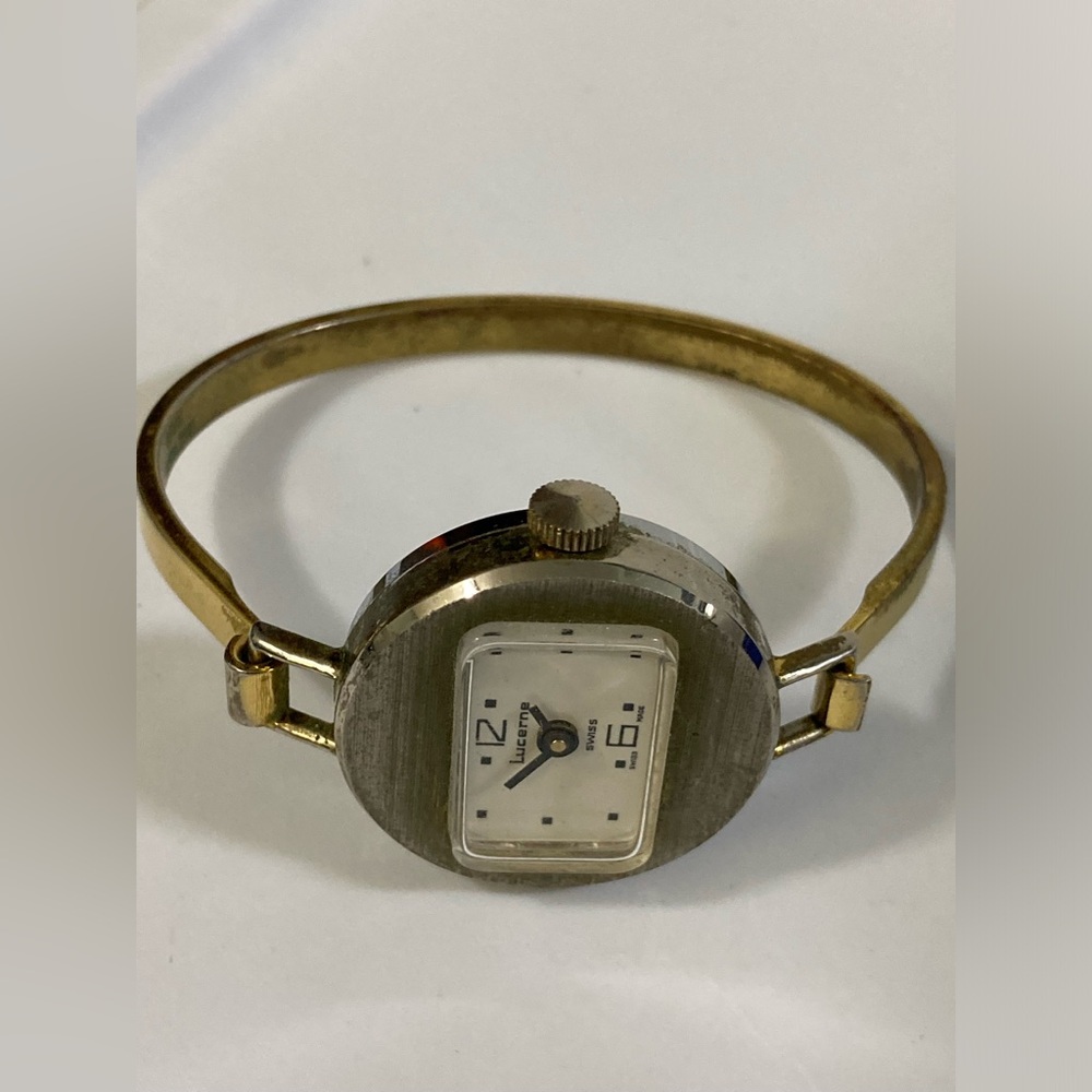 Vintage Lucerne silver & gold tone bracelet watch, PARTS OR RESTORE, swiss made